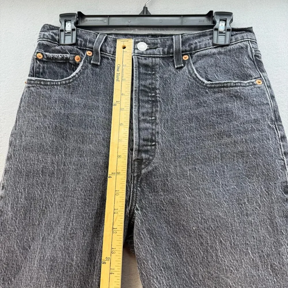 Levi's Jeans Women's 29 (8) Black Ribcage Straight Ankle Button Fly Big E VTG - Picture 12 of 14
